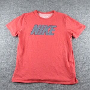 Nike Shirt Mens XL Red Short Sleeve The Nike Tee Dri-FIT Logo Graphic Tee Sports